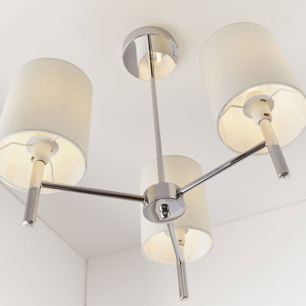 Brio Three Light Semi Flush Ceiling Light in Chrome Plate
