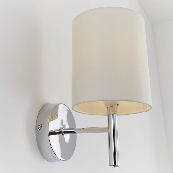 Brio Wall Light in Polished Chrome with Off White Shade