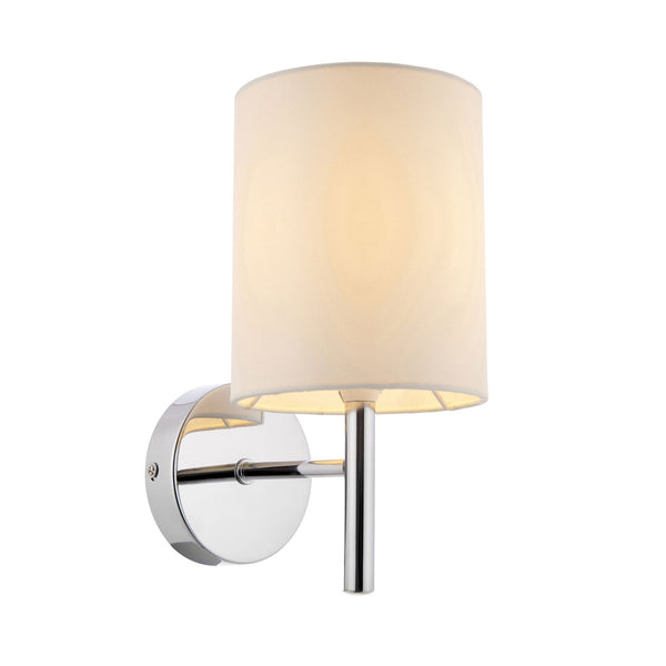 Brio Wall Light in Polished Chrome with Off White Shade