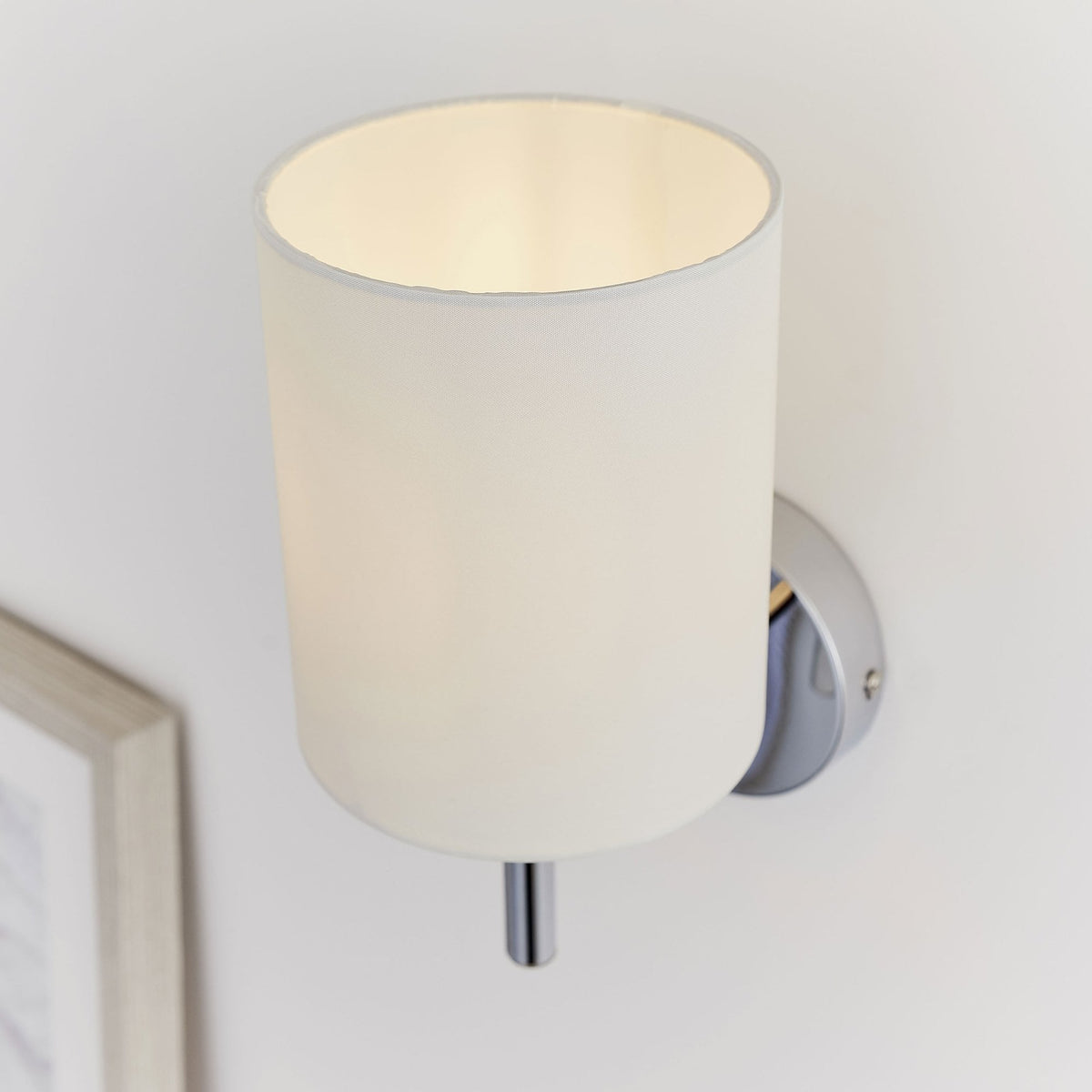 Brio Wall Light in Polished Chrome with Off White Shade
