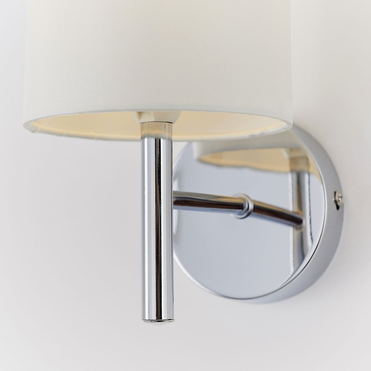 Brio Wall Light in Polished Chrome with Off White Shade