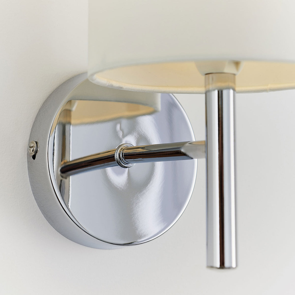 Brio Wall Light in Polished Chrome with Off White Shade