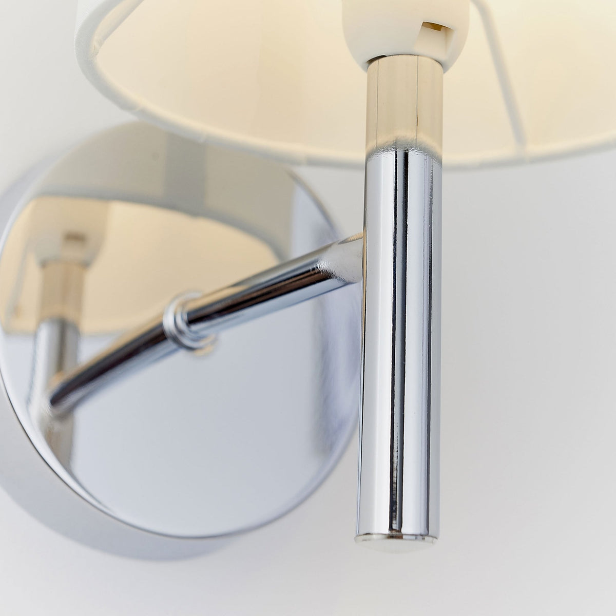 Brio Wall Light in Polished Chrome with Off White Shade