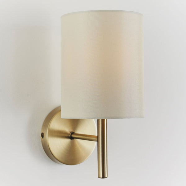 Brio Wall Light in Antique Brass with Cream Shade