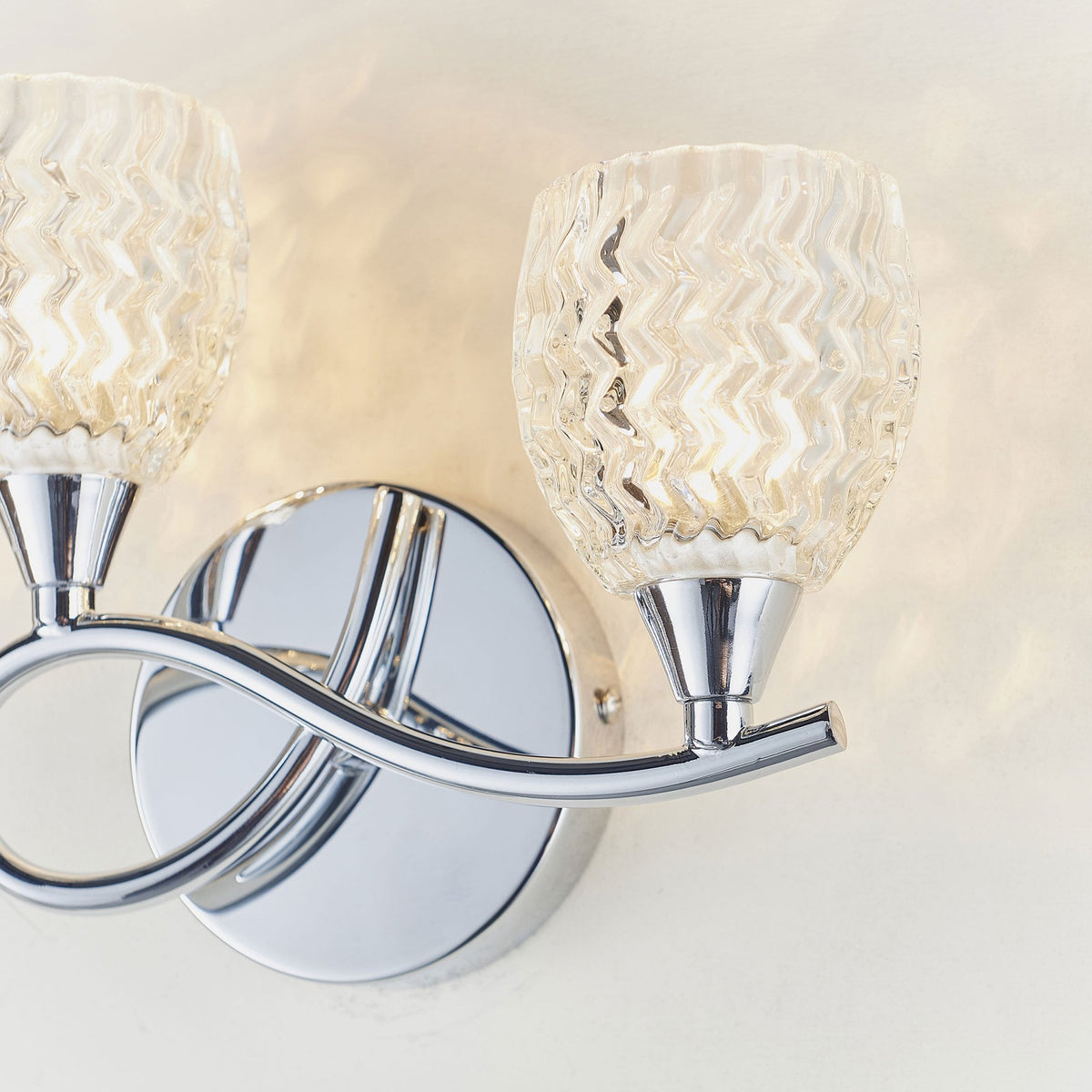 Boyer 2lt Left Wall Light in Chrome & Clear Glass