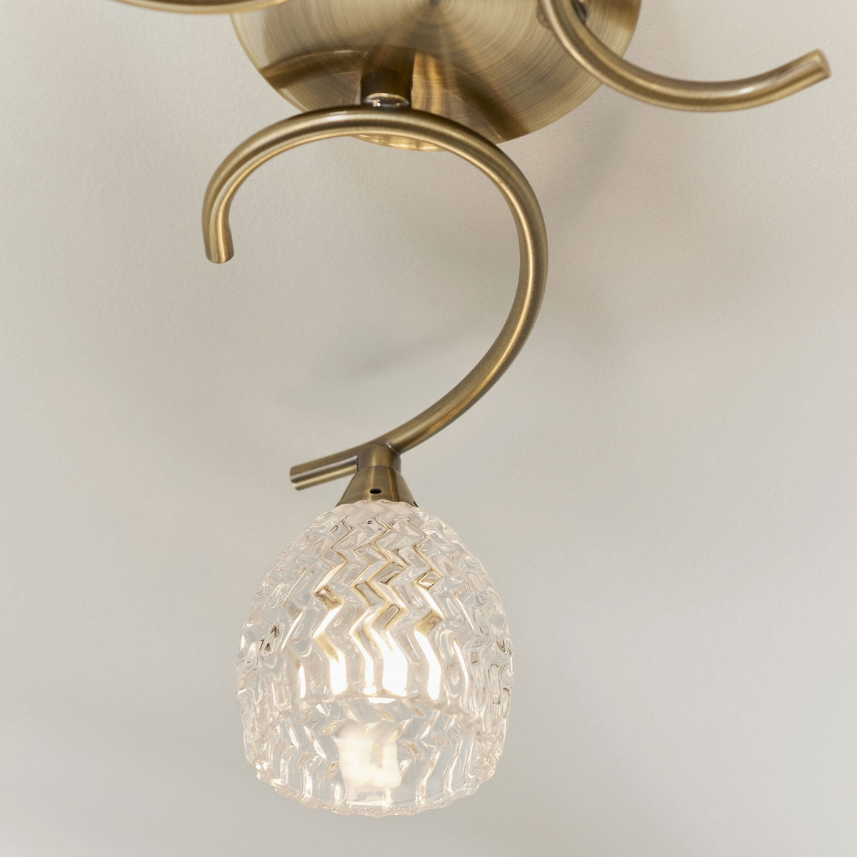 Boyer 3lt Semi Flush Ceiling Light in Antique Brass & Clear Glass