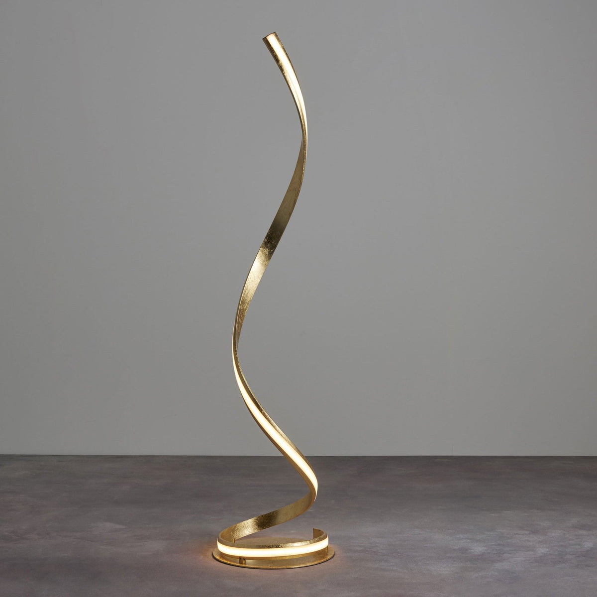 Aria LED Floor Lamp in Gold Leaf and White Acrylic