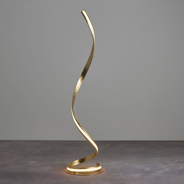 Aria LED Floor Lamp in Gold Leaf and White Acrylic