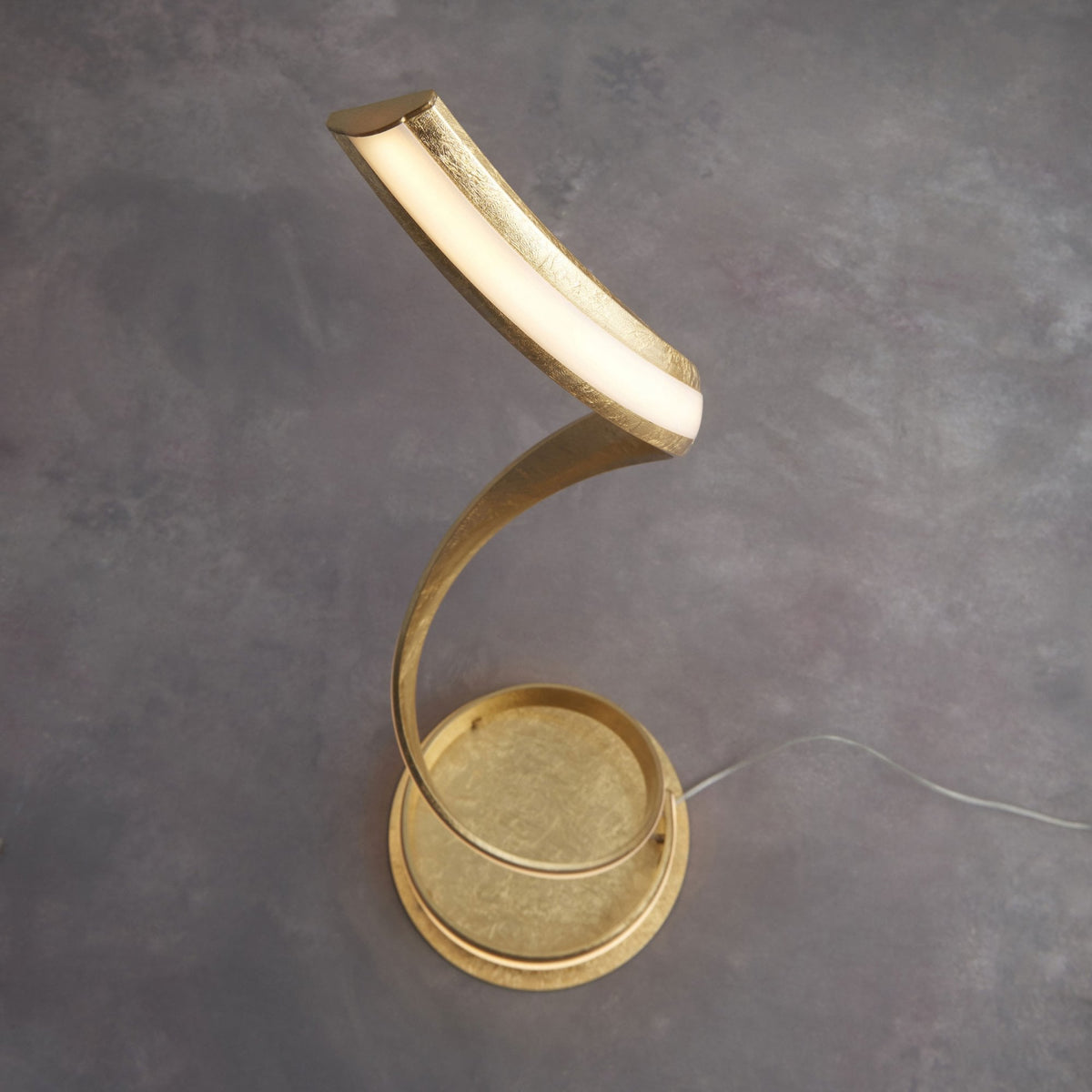 Aria LED Floor Lamp in Gold Leaf and White Acrylic