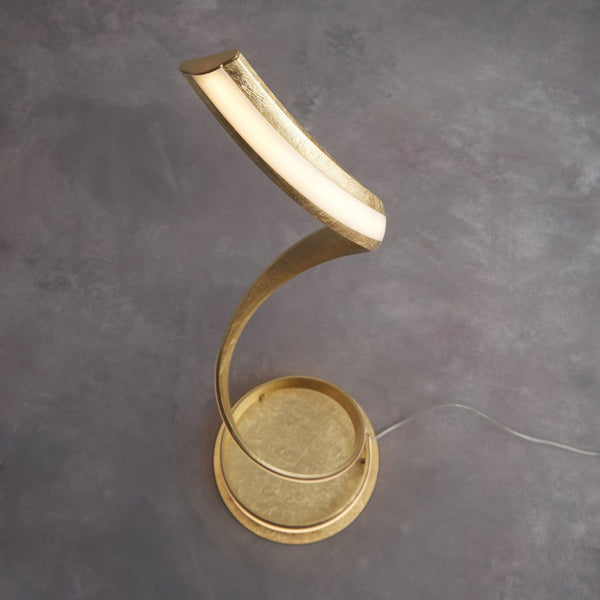 Aria LED Floor Lamp in Gold Leaf and White Acrylic