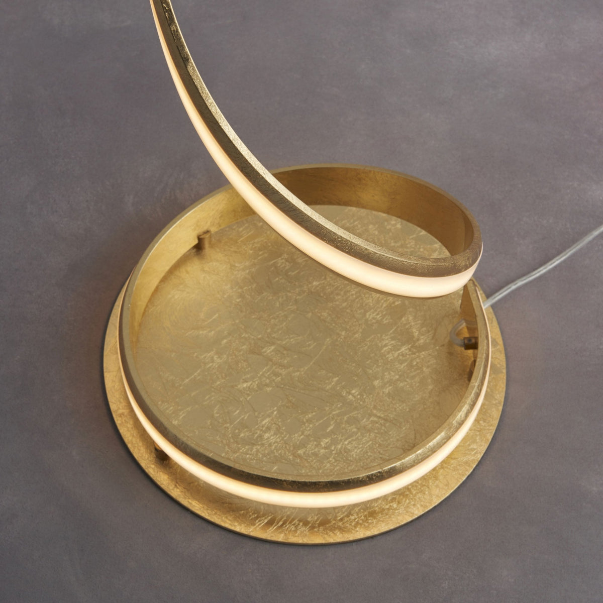 Aria LED Floor Lamp in Gold Leaf and White Acrylic