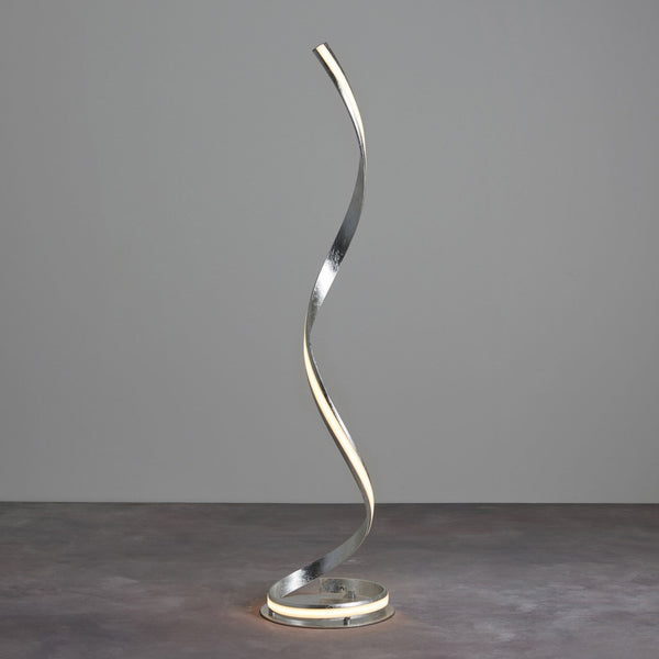 Aria LED Floor Lamp in Silver Leaf and White Acrylic