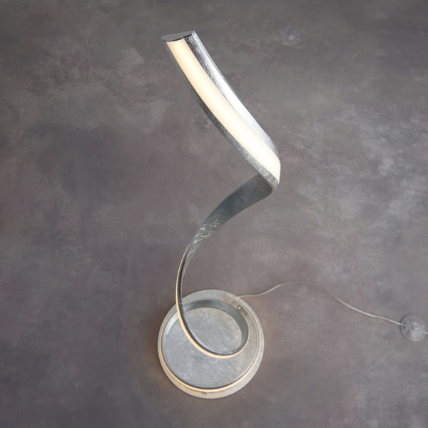 Aria LED Floor Lamp in Silver Leaf and White Acrylic