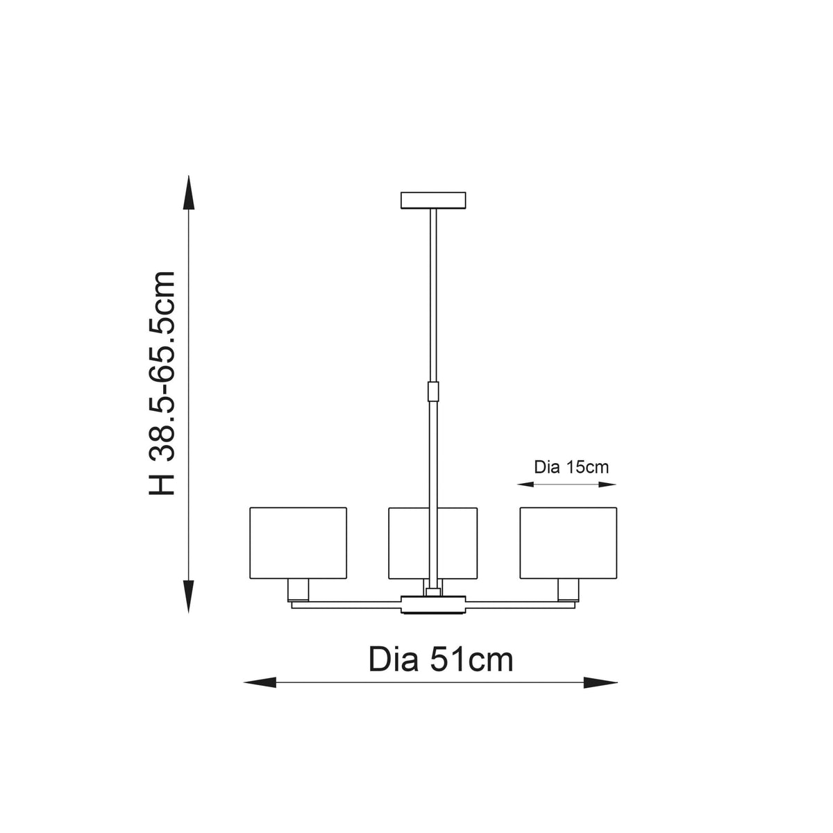 Daley 3 Arm Pendant in Antique Bronze with Marble Faux Silk Shades