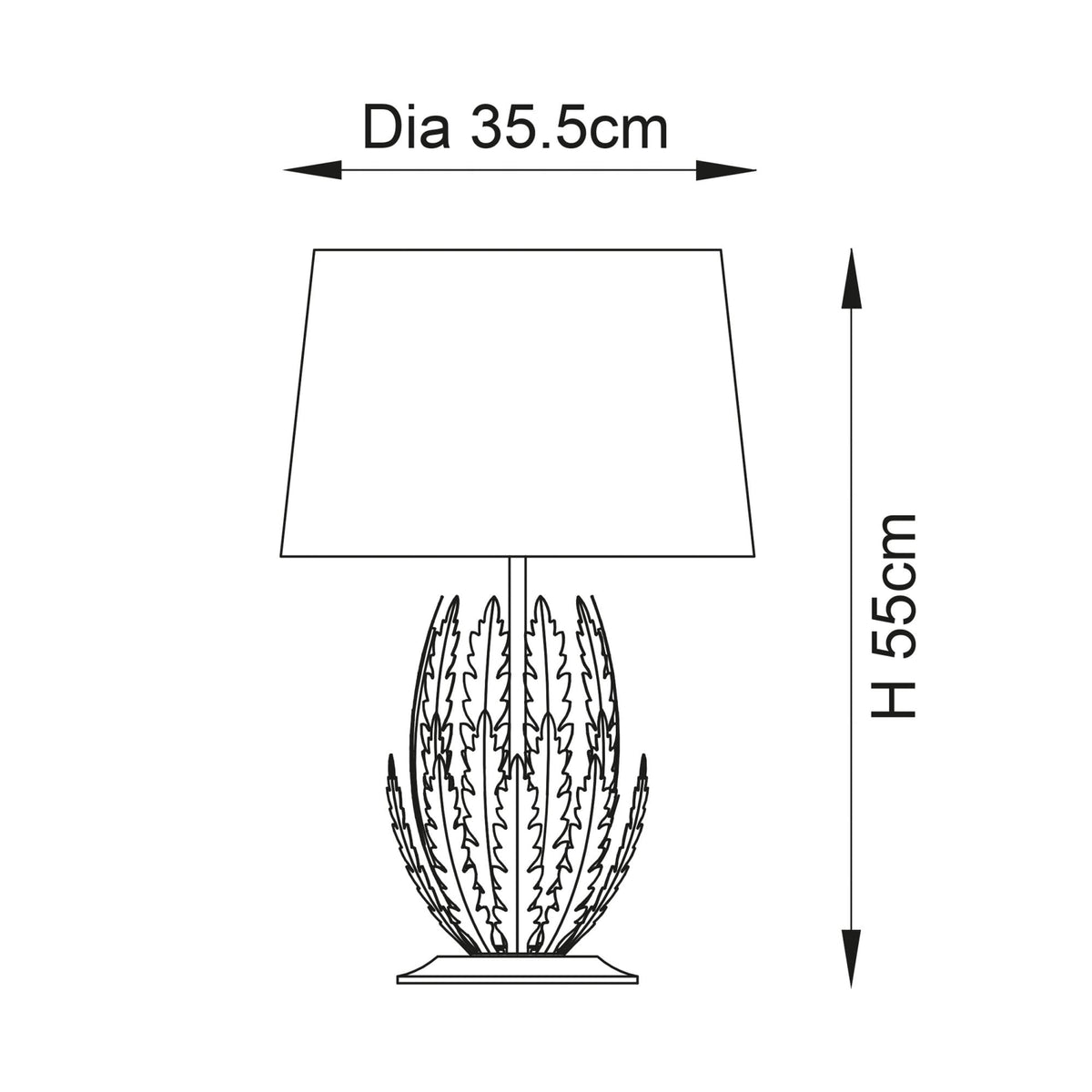 Delphine Table Lamp in Gold Leaf with Cotton Fabric Ivory Shade