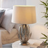 Delphine Table Lamp in Silver Leaf with Cotton Fabric Ivory Shade