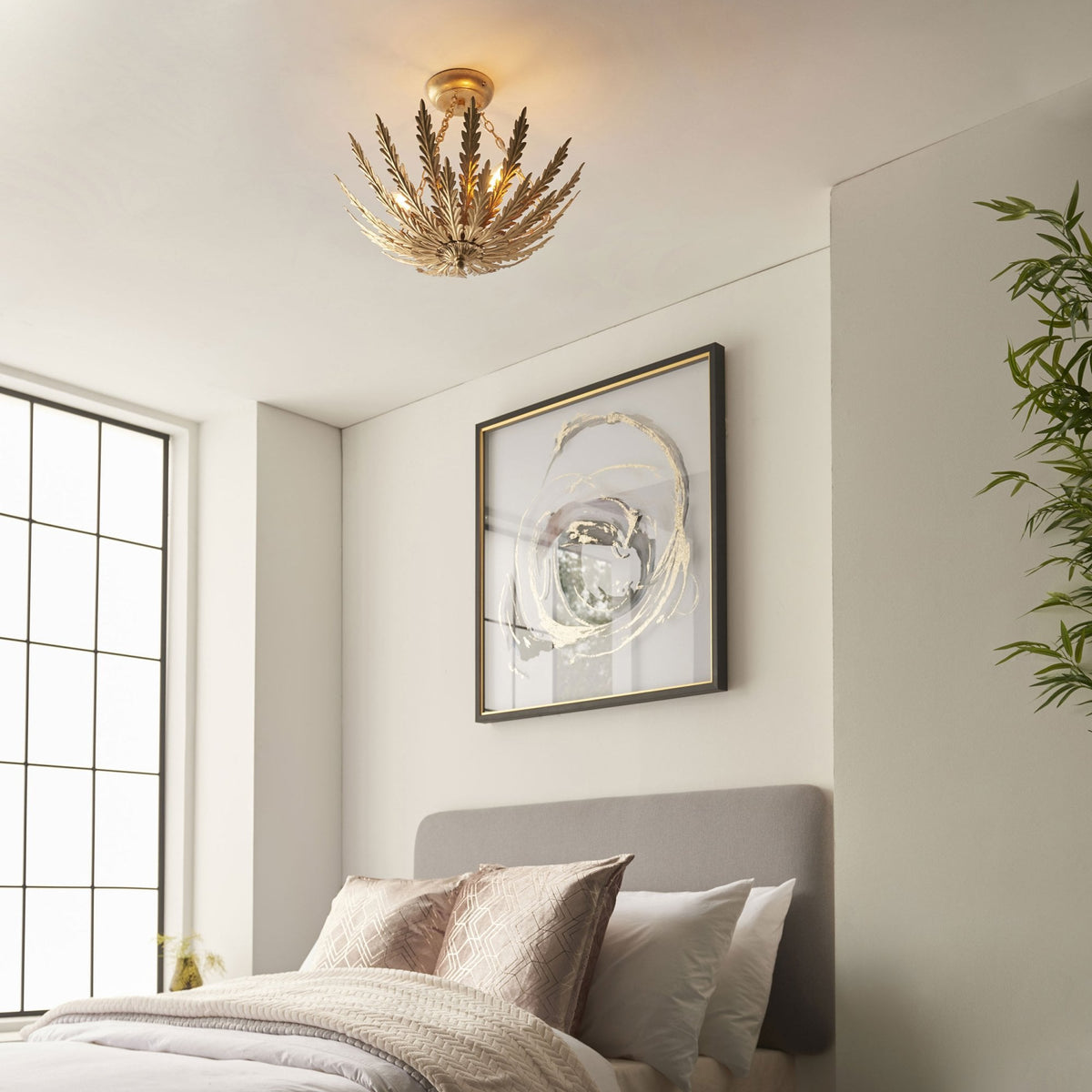 Delphine Semi Flush Ceiling Light in Gold Leaf