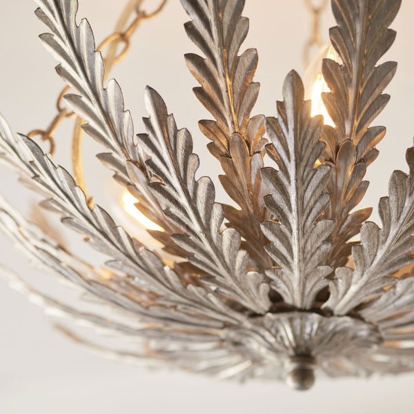 Delphine Semi Flush Ceiling Light in Silver Leaf