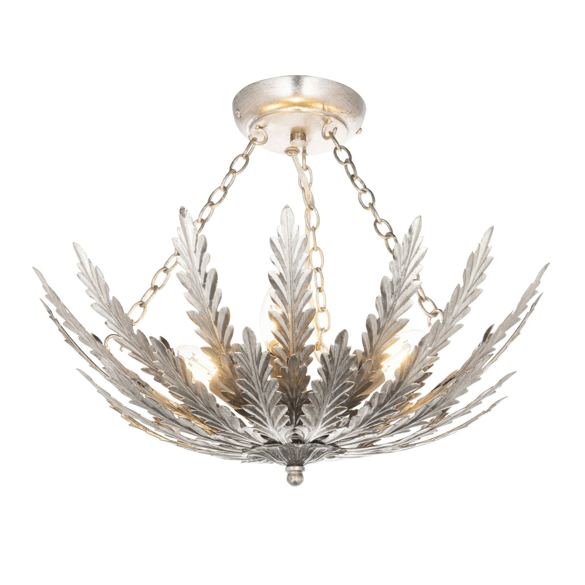 Delphine Semi Flush Ceiling Light in Silver Leaf