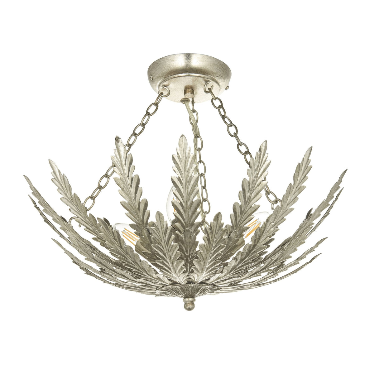 Delphine Semi Flush Ceiling Light in Silver Leaf
