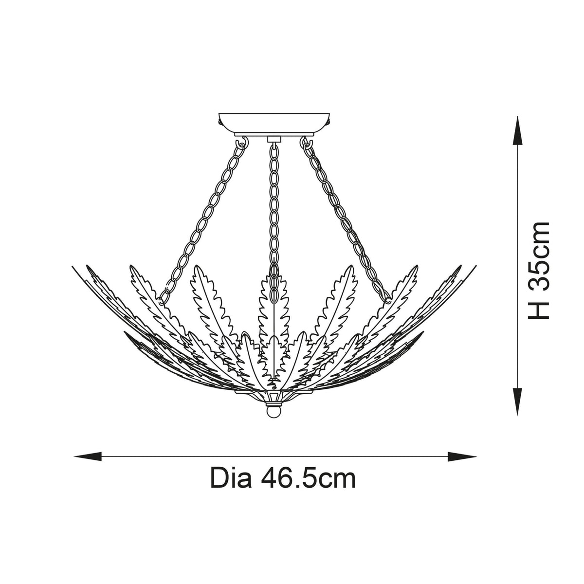 Delphine Semi Flush Ceiling Light in Silver Leaf