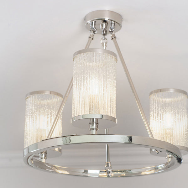 Easton Triple Semi-Flush Ceiling Light In Bright Nickel