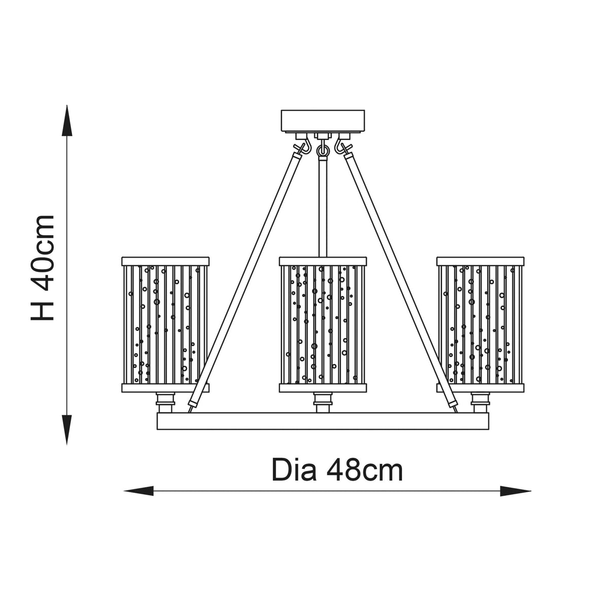 Easton Triple Semi-Flush Ceiling Light In Bright Nickel
