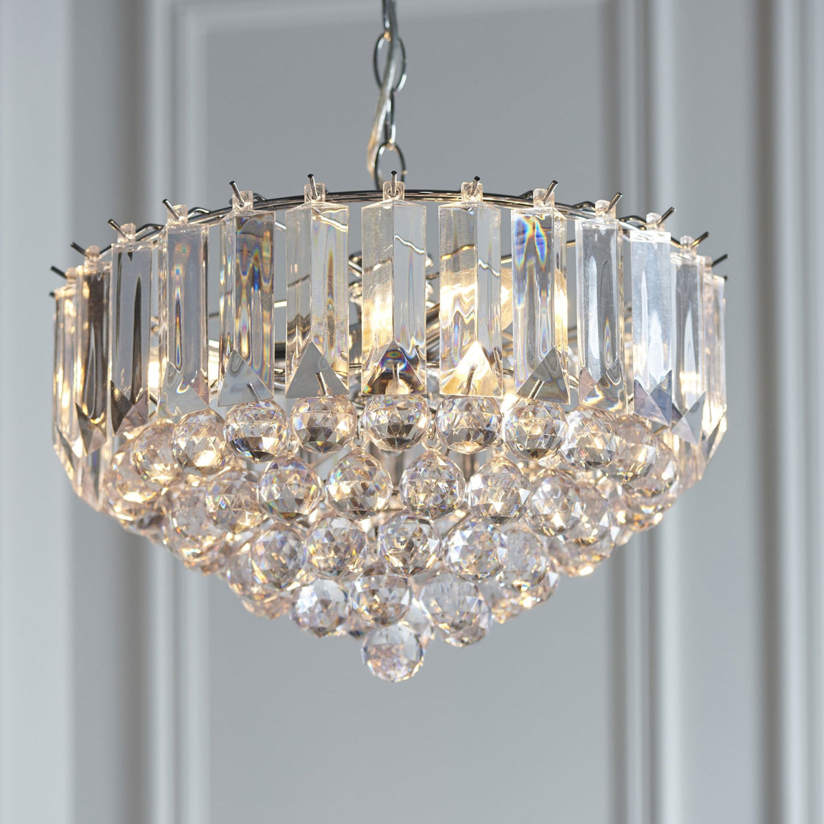 Fargo 3 Light Clear Acrylic Crystal Drop Pendant Light
