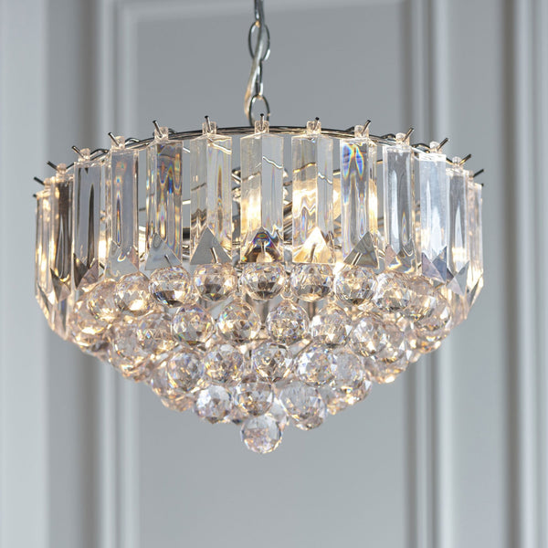 Fargo 3 Light Clear Acrylic Crystal Drop Pendant Light