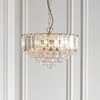Fargo 3 Light Clear Acrylic Crystal Drop Brass Pendant Light