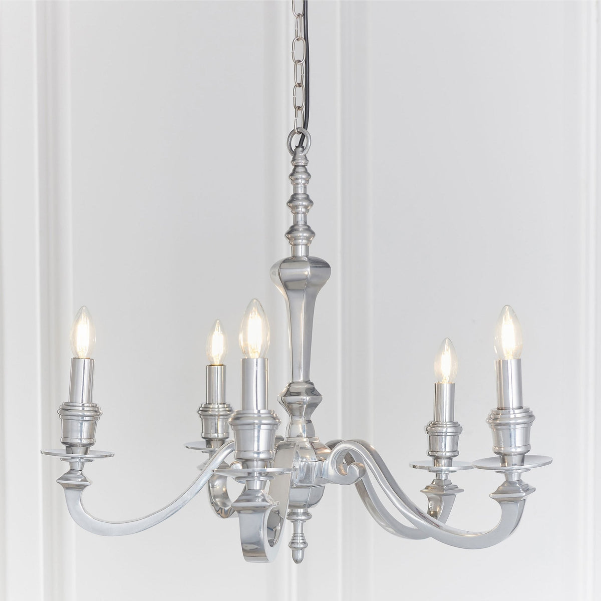 Finsbury 5 Arm Pendant in Polished Cast Aluminium