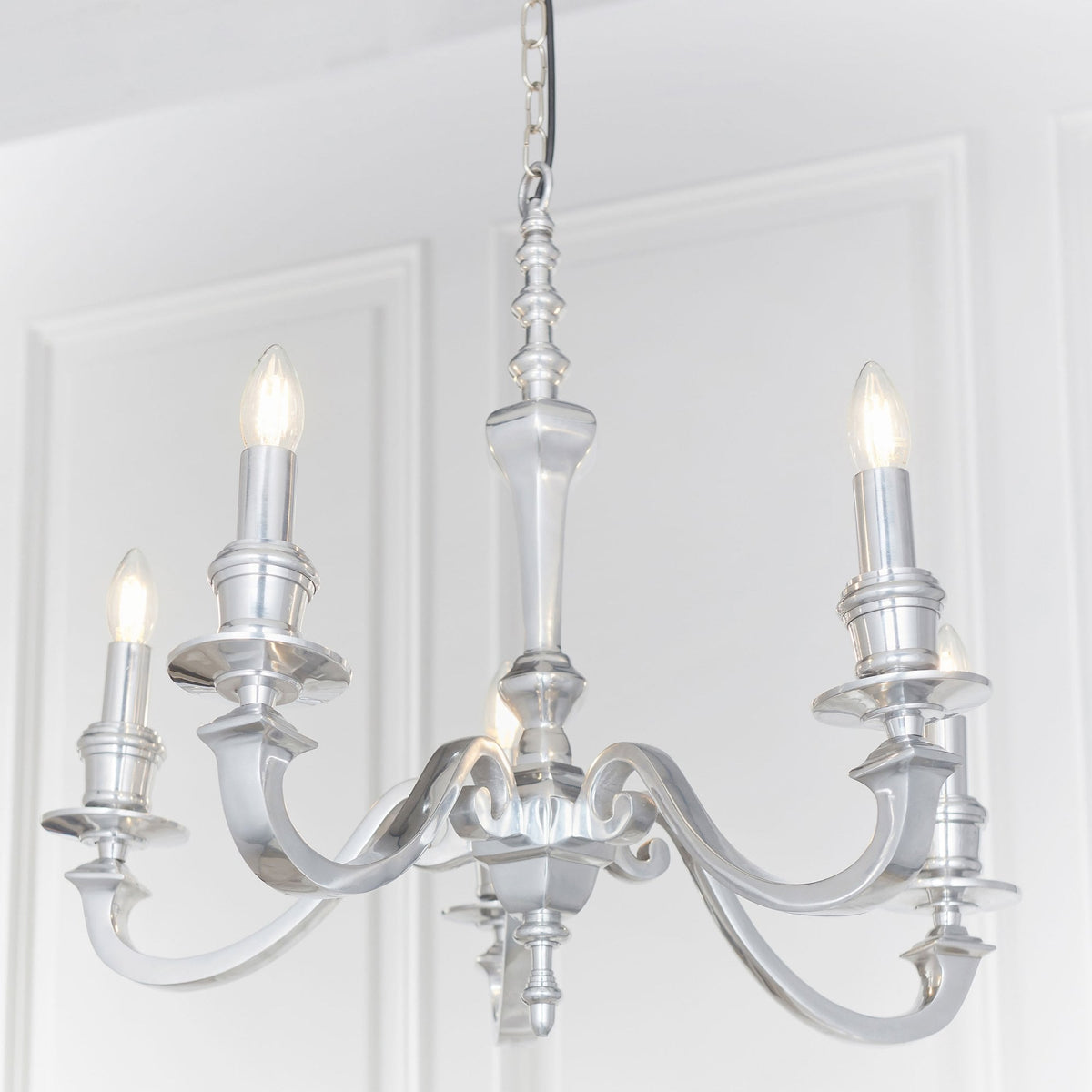 Finsbury 5 Arm Pendant in Polished Cast Aluminium