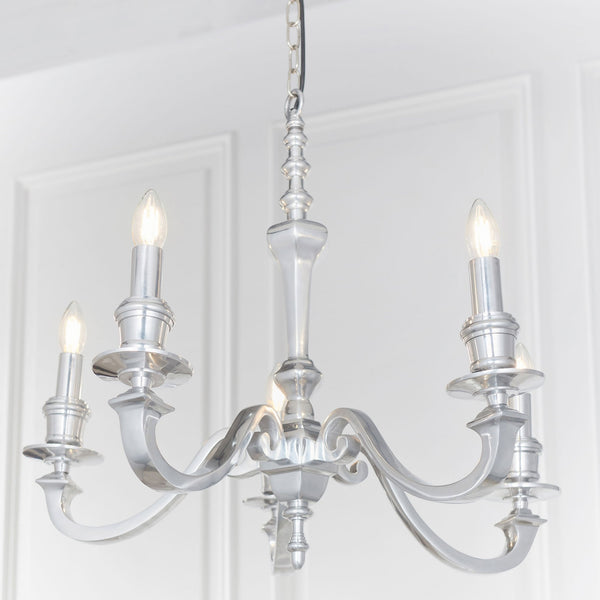 Finsbury 5 Arm Pendant in Polished Cast Aluminium