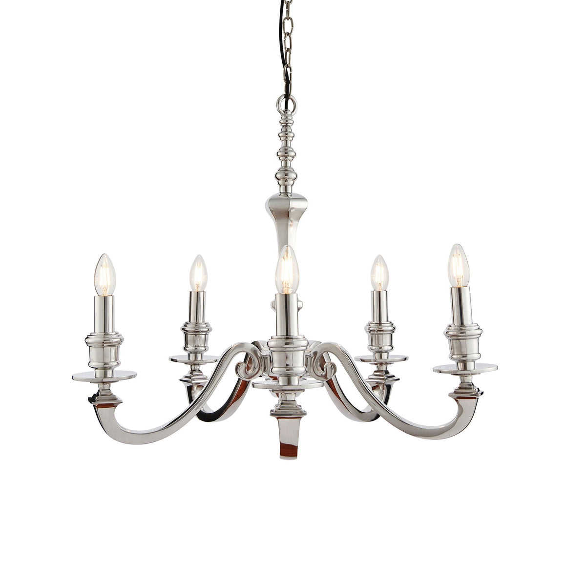 Finsbury 5 Arm Pendant in Polished Cast Aluminium