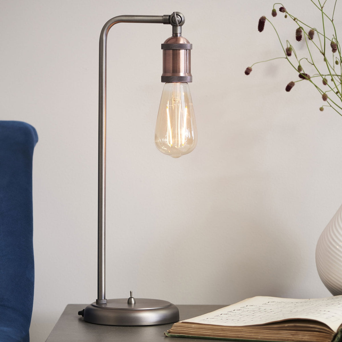 Hal Large Copper and Pewter Table Lamp
