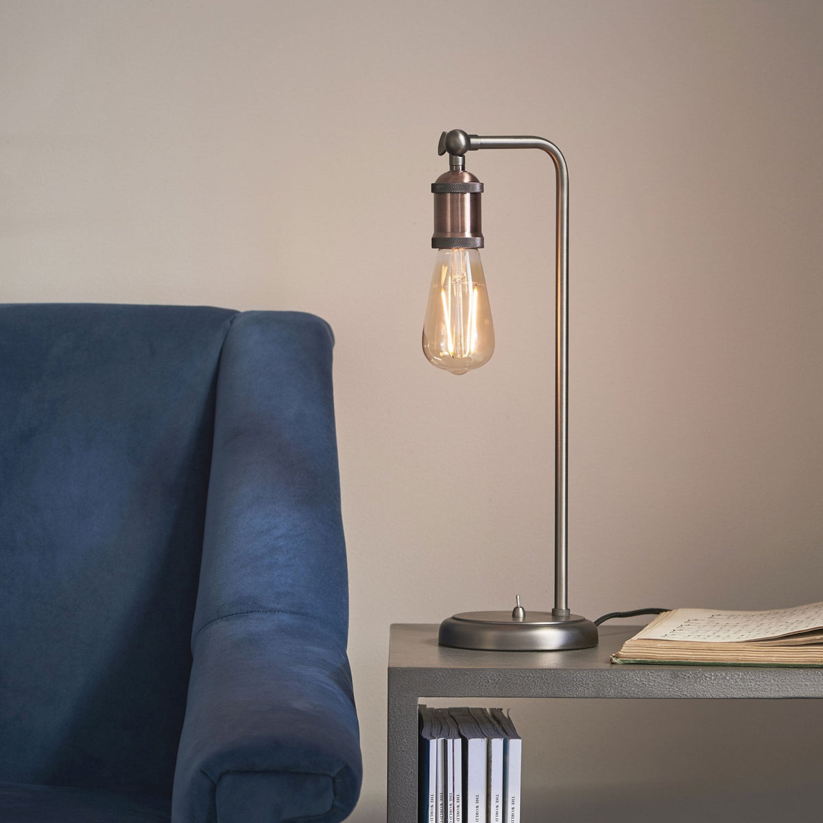 Hal Large Copper and Pewter Table Lamp