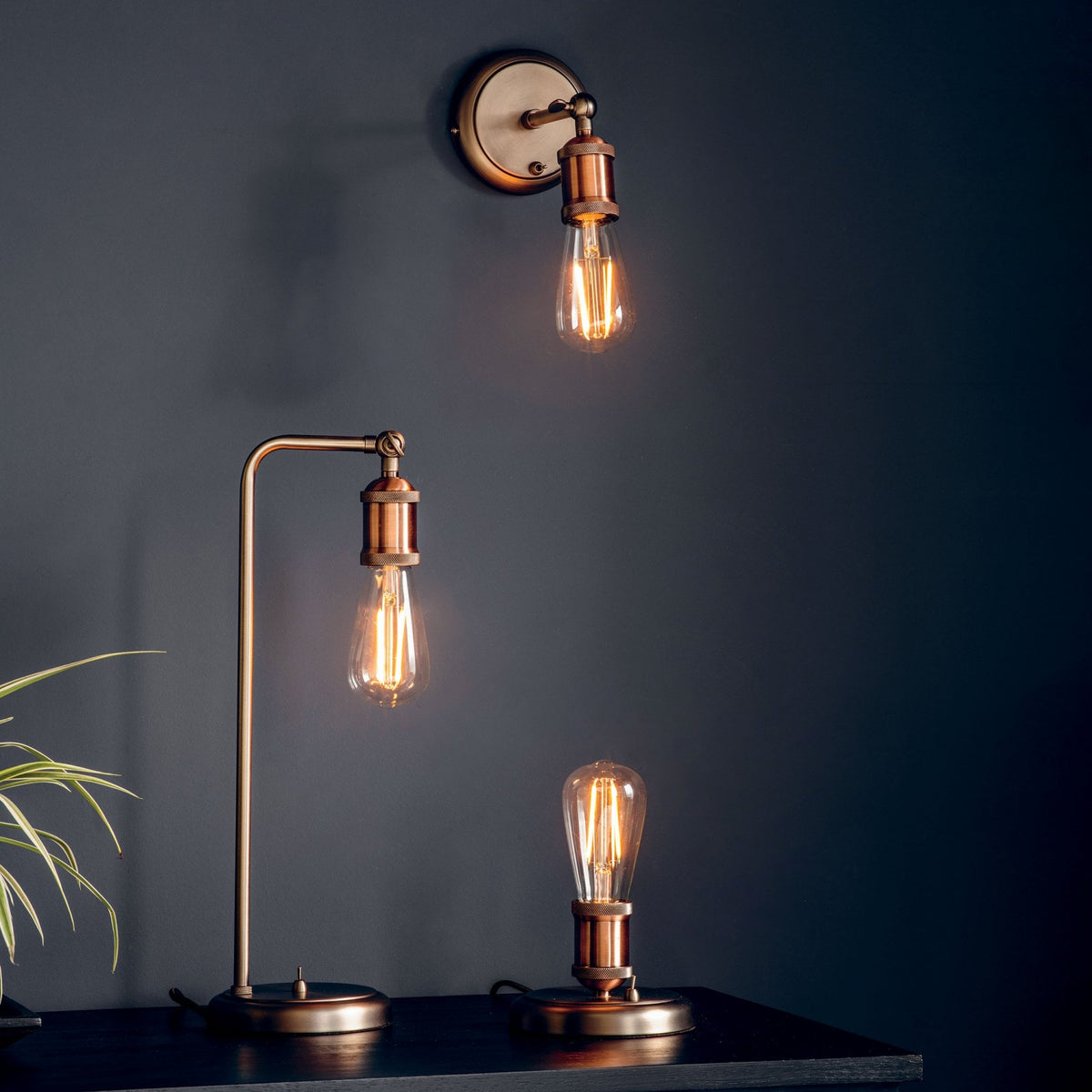 Hal Large Copper and Pewter Table Lamp