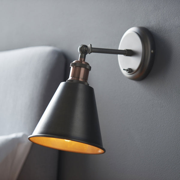 Hal Wall Light in Aged Copper & Aged Pewter