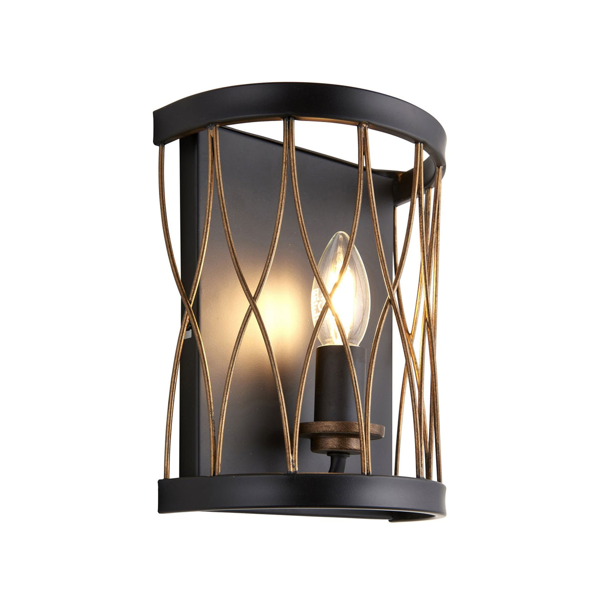 Heston Matt Black and Rustic Bronze Wall Light