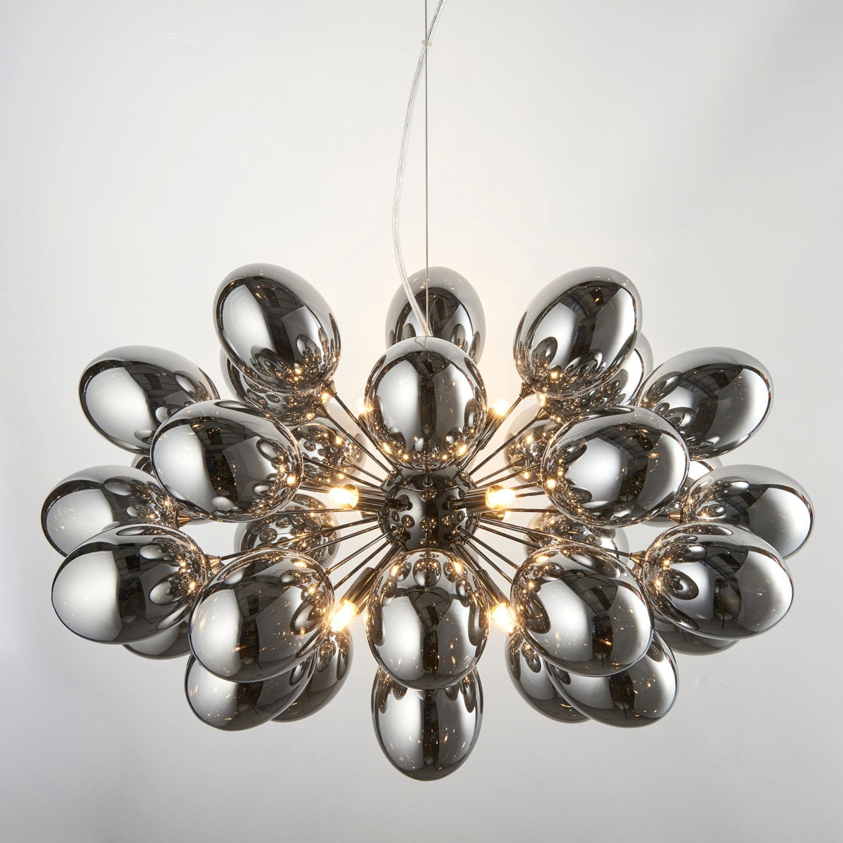 Infinity Eight Light Pendant in Black Chrome with Dark Chrome Glass Shades