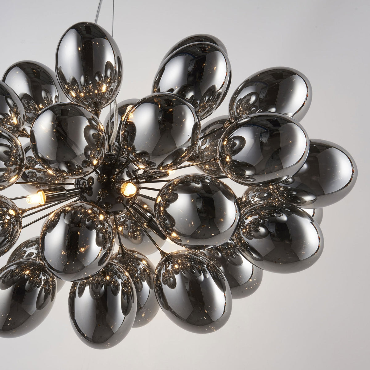 Infinity Eight Light Pendant in Black Chrome with Dark Chrome Glass Shades