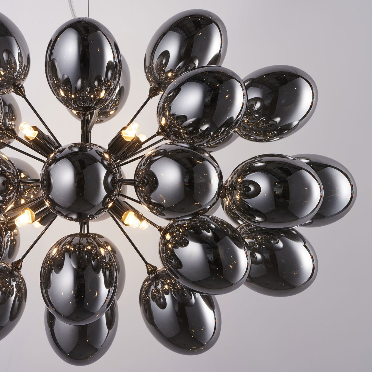 Infinity Eight Light Pendant in Black Chrome with Dark Chrome Glass Shades