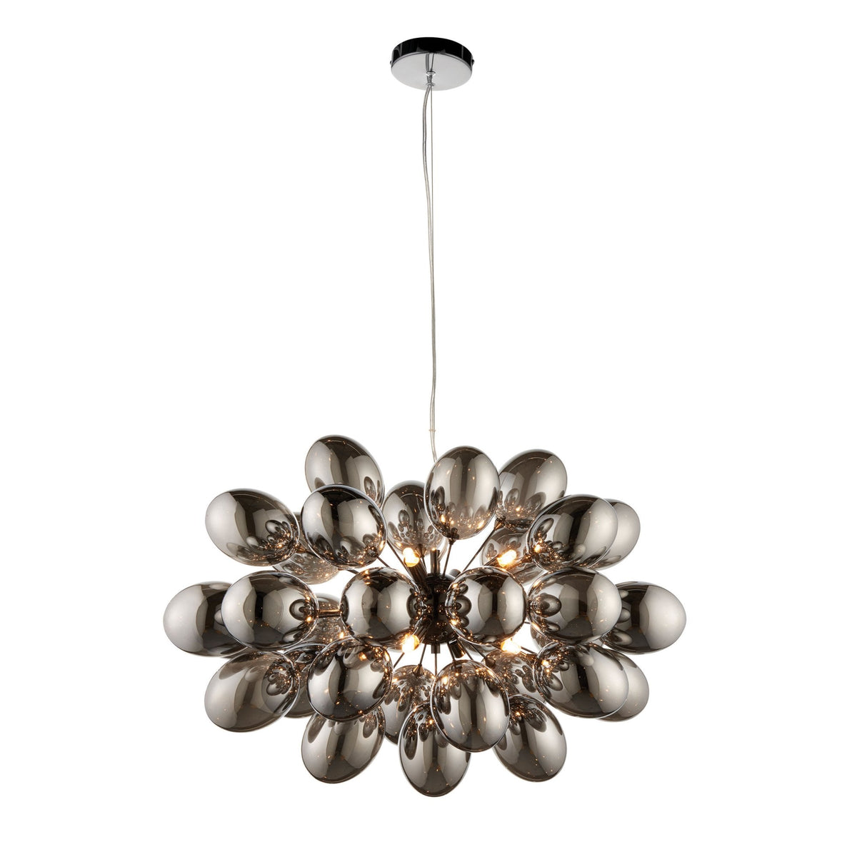 Infinity Eight Light Pendant in Black Chrome with Dark Chrome Glass Shades