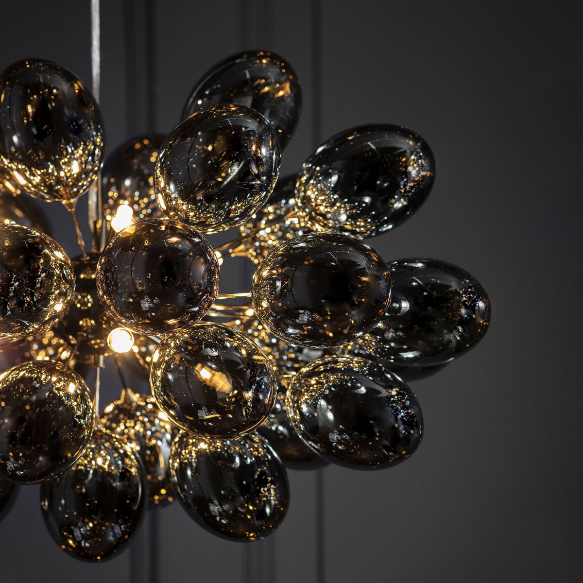 Infinity Eight Light Pendant in Black Chrome with Dark Chrome Glass Shades