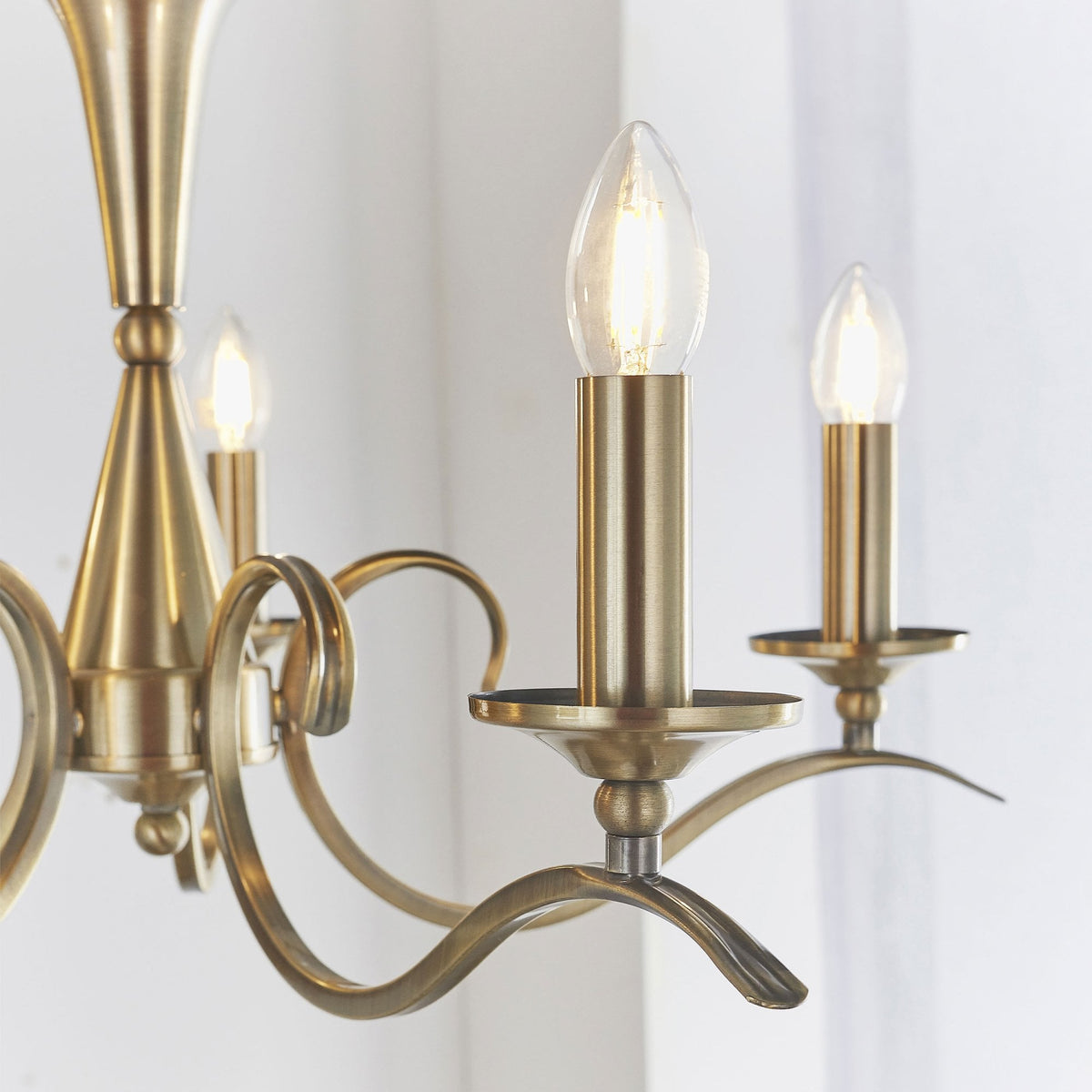 Kora Five Light Chandelier or Semi Flush Light in Antique Brass