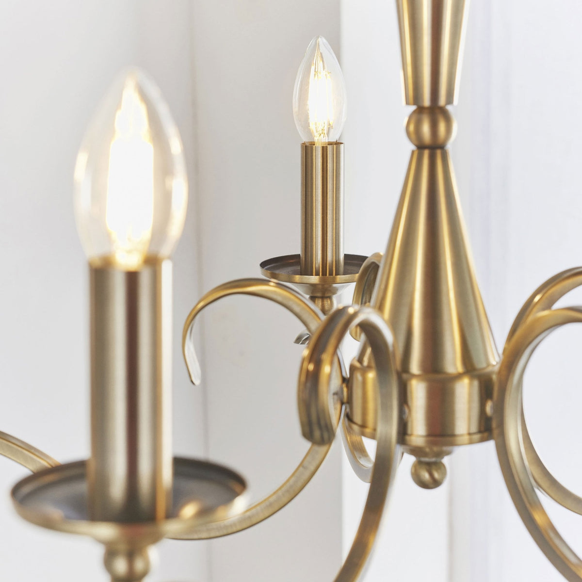 Kora Five Light Chandelier or Semi Flush Light in Antique Brass