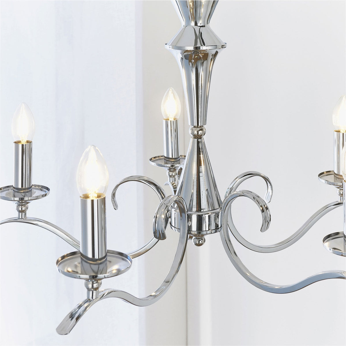 Kora Five Light Chandelier or Semi Flush Light in Chrome