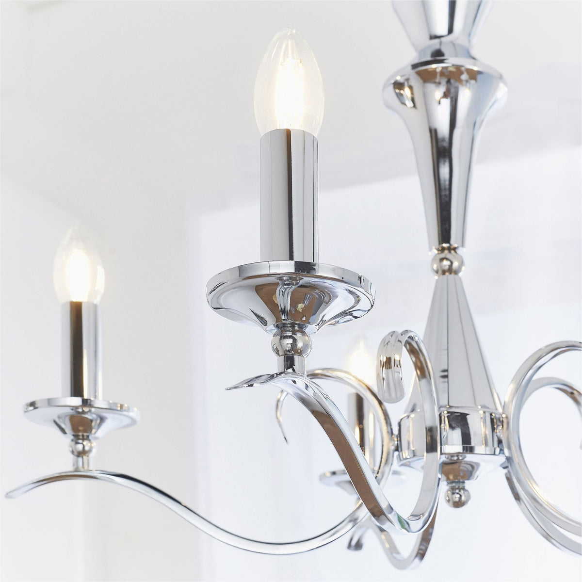 Kora Five Light Chandelier or Semi Flush Light in Chrome