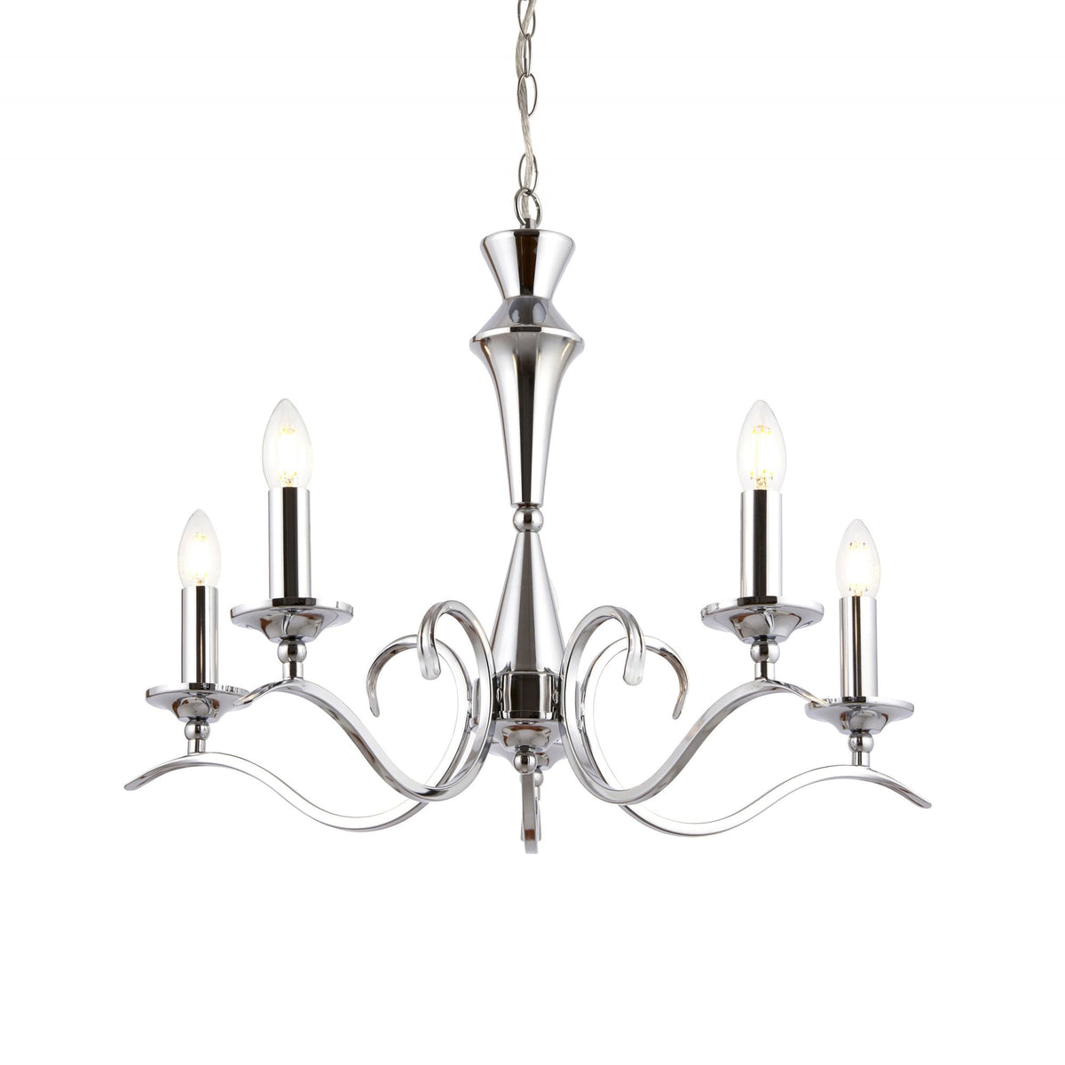 Kora Five Light Chandelier or Semi Flush Light in Chrome
