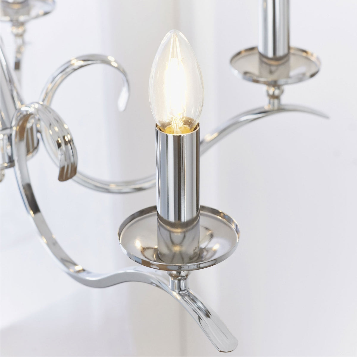 Kora Five Light Chandelier or Semi Flush Light in Chrome